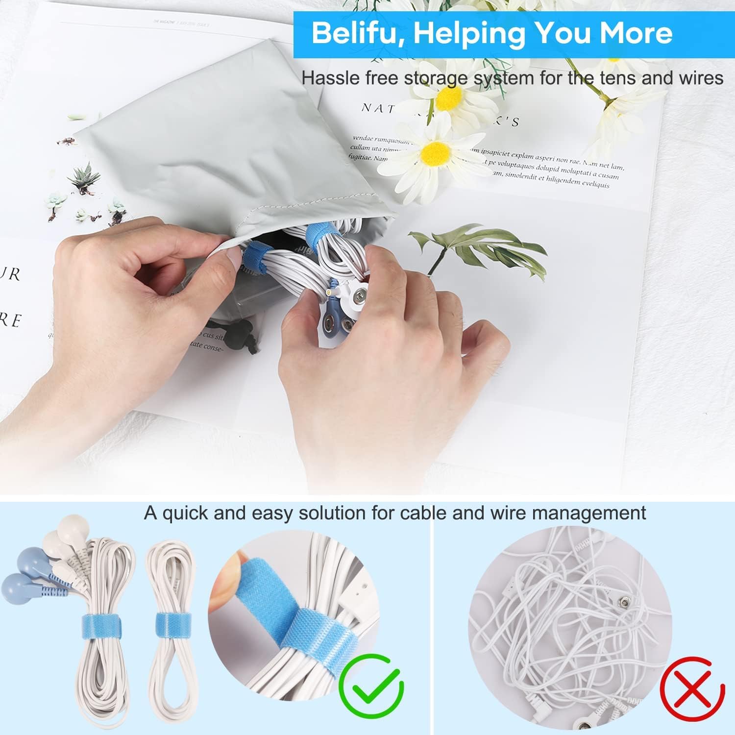 Belifu Dual Channel TENS EMS Unit with 12 Pads, 24 Modes Muscle Stimulator, Electronic Pulse Massager Muscle Massager for Pain Relief Therapy, Fastening Cable Ties, Dust-Proof Drawstring Storage Bag - Available at All In One Marketplace Canada