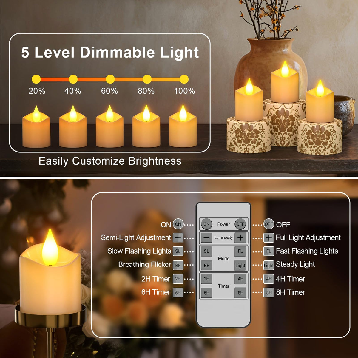 PChero Rechargeable Flameless Candles Flickering with Remote, Charging Base 🍁 All In One Marketplace Canada