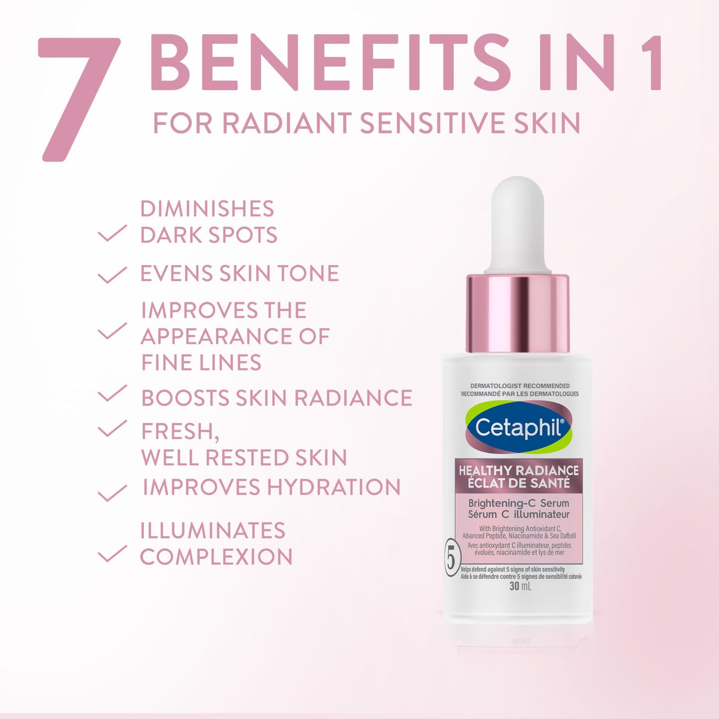 Cetaphil Healthy Radiance Brightening Serum for Face, Niacinamide Peptide Serum with Antioxidant C, Pore Minimizer for Dull Skin, Dermatologist Recommended, 30ml - Available at All In One Marketplace Canada