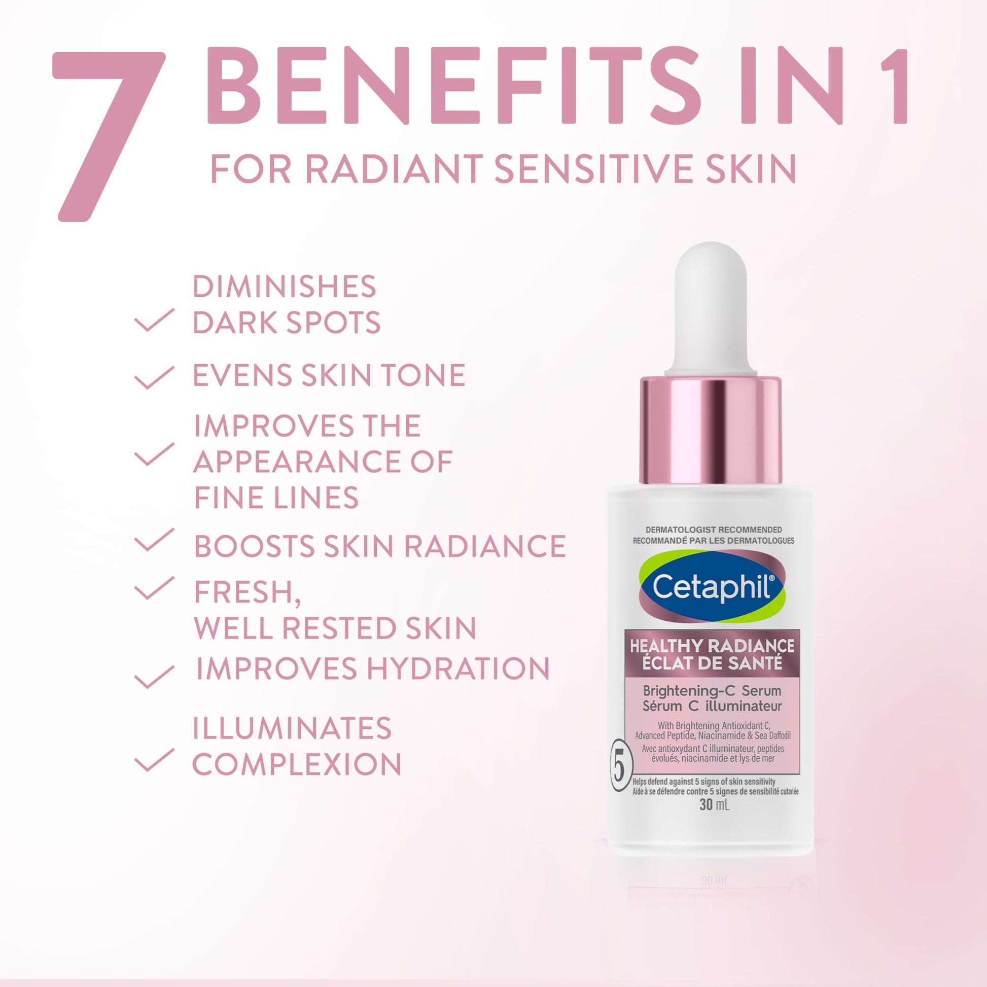 Cetaphil Healthy Radiance Brightening Serum for Face, Niacinamide Peptide Serum with Antioxidant C, Pore Minimizer for Dull Skin, Dermatologist Recommended, 30ml - Available at All In One Marketplace Canada