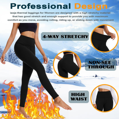 iaoja Thick Fleece Lined Leggings for Women – High Waisted Winter Thermal Warm Yoga Pants Workout Tummy Control Leggings Black 🍁 All In One Marketplace Canada