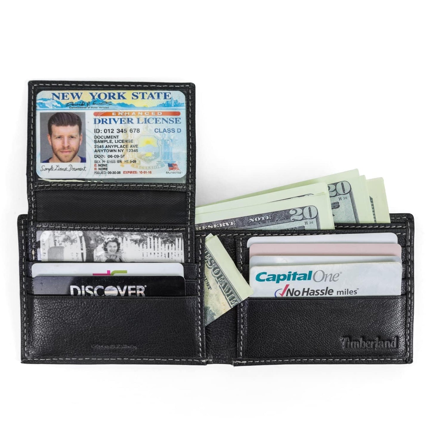 Timberland Men's Leather RFID Blocking Passcase Security Wallet, Black, One Size - Available at All In One Marketplace Canada