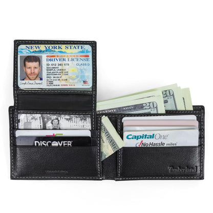 Timberland Men's Leather RFID Blocking Passcase Security Wallet, Black, One Size - Available at All In One Marketplace Canada