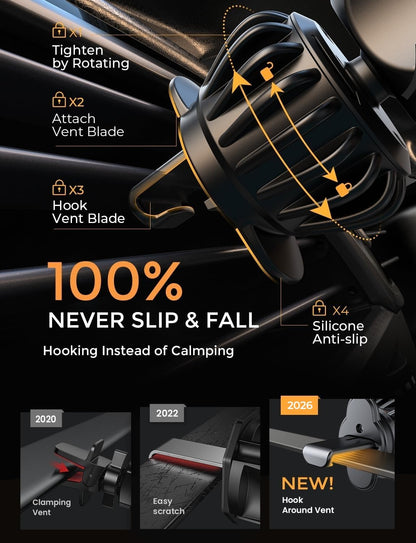 AINOPE Phone Holder for Car Vent【2026 Auto Lock】 Car Phone Holder Mount for Car Accesorries for Women Men Mom, Cell Phone Holder Car Vent Clip Hand Free for All 4-7 Inch iPhone 17 16 Pro Samsung S25 - Available at All In One Marketplace Canada