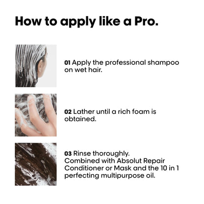 L'Oreal Professionnel Absolut Repair Shampoo, Repairing Shampoo for Dry & Damaged Hair, Restructures & Adds Shine, With Protein & Omega 9 - Available at All In One Marketplace Canada