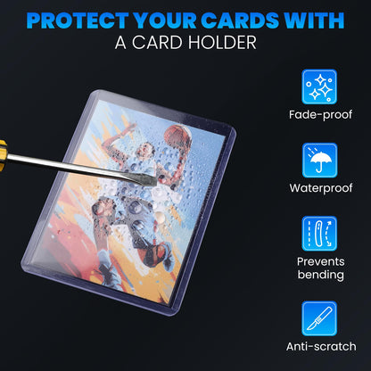 ZENOWICK 200 Packs Card Sleeves Hard, Top Loaders for Cards 3" x 4" Card Protectors Plastic, Card Top Loaders Fit for Hockey, Baseball, Football Cards (100 Hard + 100 Soft Sleeves)