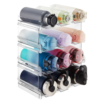 Lifewit Stackable Water Bottle Organizer for Cabinet, Freezer, Pantry - Plastic Cup Holder, Wine Racks for Kitchen Tabletop Storage, Cupboard, Office - Pack of 4, Each Rack Holds 3 Containers - Available at All In One Marketplace Canada