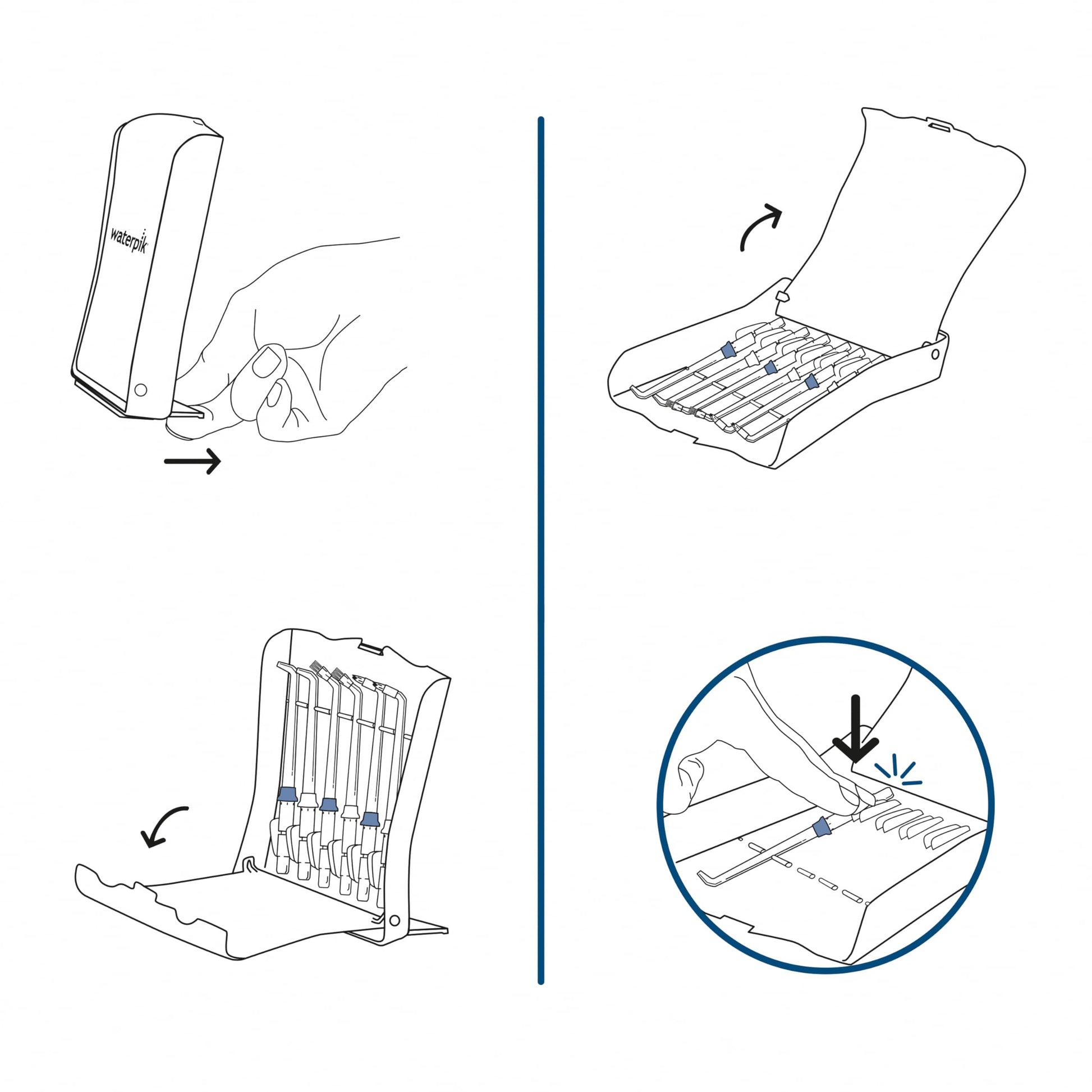 Waterpik Water Flosser Tips with Storage Case 6 Authentic Replacement Tips Sturdy Storage Case 1 Count Waterpik