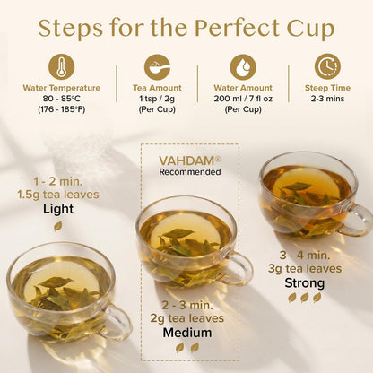 VAHDAM, Himalayan Green Tea Leaves (100g | 50+ Cups) Non GMO, Gluten Free | High Elevation Grown Green Tea Leaves From Himalayas | Pure Unblended Single Origin Green Loose Leaf Tea | Vacuum Sealed VAHDAM