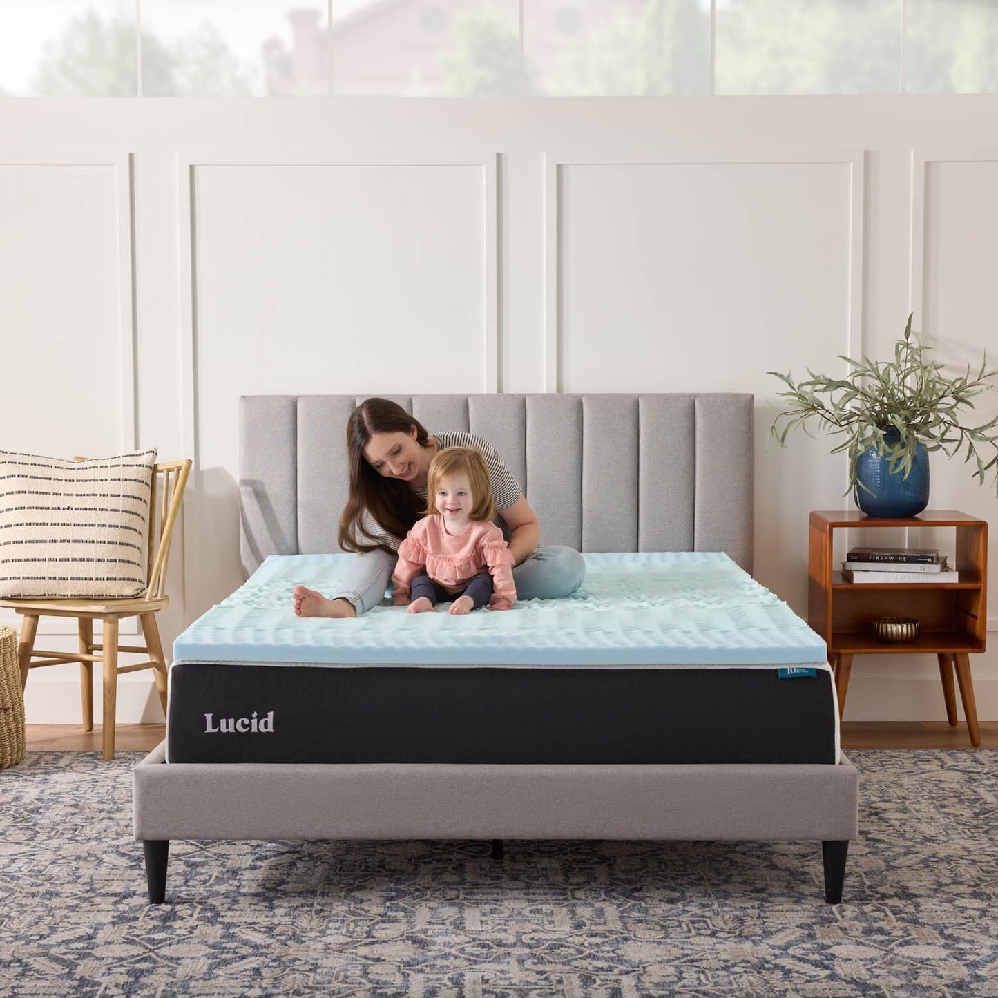 LUCID 2 Inch Gel Memory Foam Plush - Cooling Targeted Convoluted Comfort Zones Mattress Topper - Queen LUCID