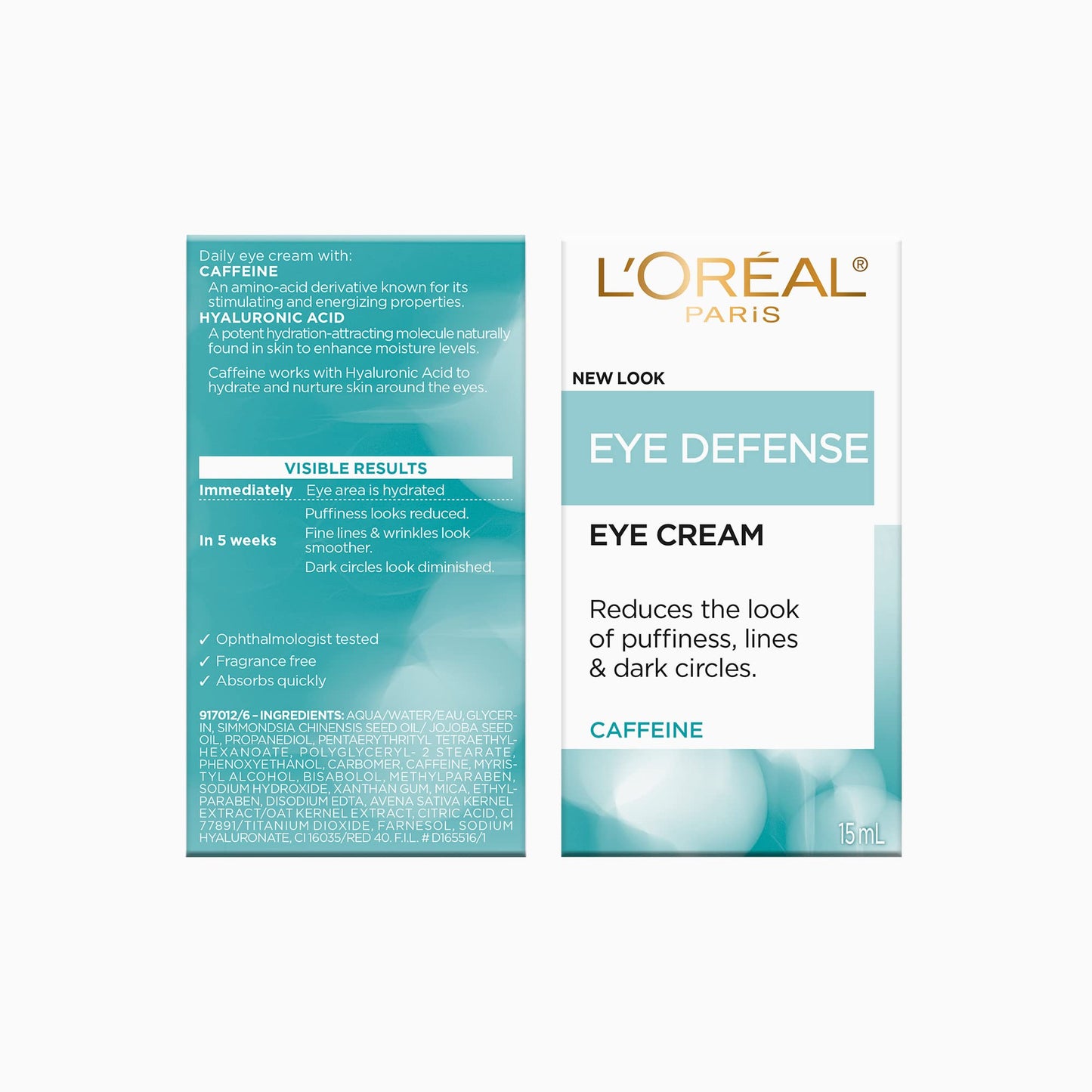 L'Oreal Paris Caffeine Eye Cream, with Hyaluronic Acid and Caffeine to Reduce look of Under Eye Wrinkles and Reduce Appearance of Puffiness, For Sensitive Skin, 15ml - Available at All In One Marketplace Canada