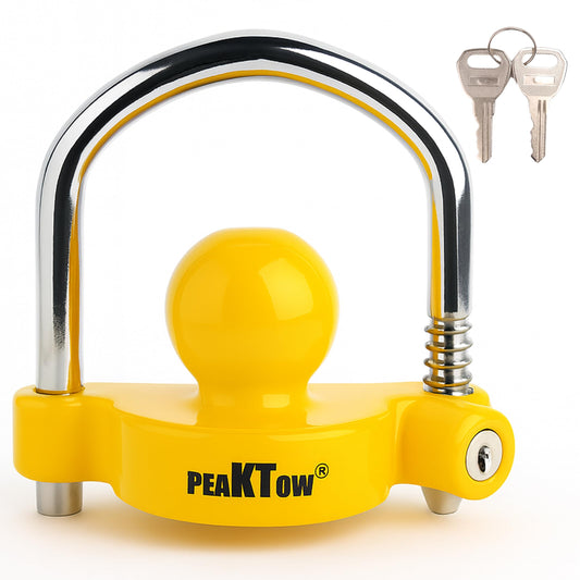 PEAKTOW PTS0002 Heavy Duty Universal Adjustable Coupler Lock Trailer Hitch Storage Security Lock Fits 1-7/8, 2, 2-5/16 Inches Couplers