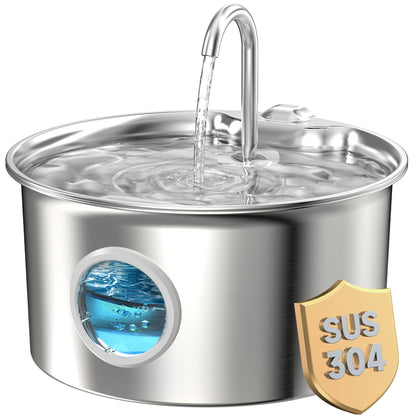 Cat Water Fountain Stainless Steel: Cat Fountain for Drinking - 2.6L Pet Water Fountain Indoor Cats - Quiet Pets Waterer - Cats Water Dispenser - for Small Animals