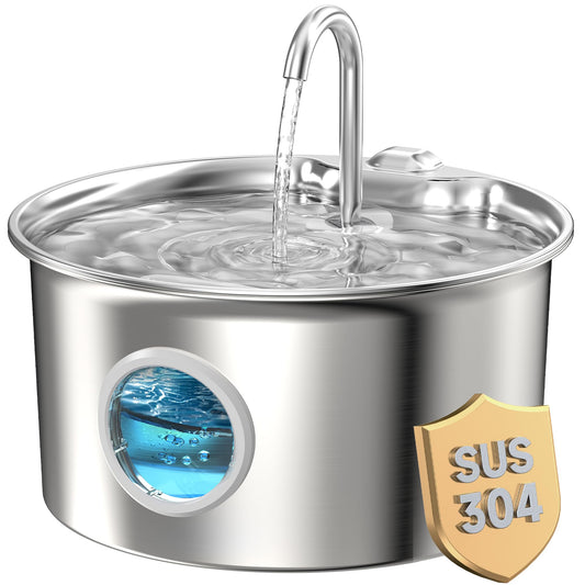 Cat Water Fountain Stainless Steel: Cat Fountain for Drinking - 2.6L Pet Water Fountain Indoor Cats - Quiet Pets Waterer - Cats Water Dispenser - for Small Animals