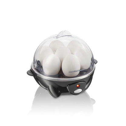 Hamilton Beach 3-in-1 Electric Hard Boiled Egg Cooker, Poacher & Omelet Maker, Holds 7, Black (25507)