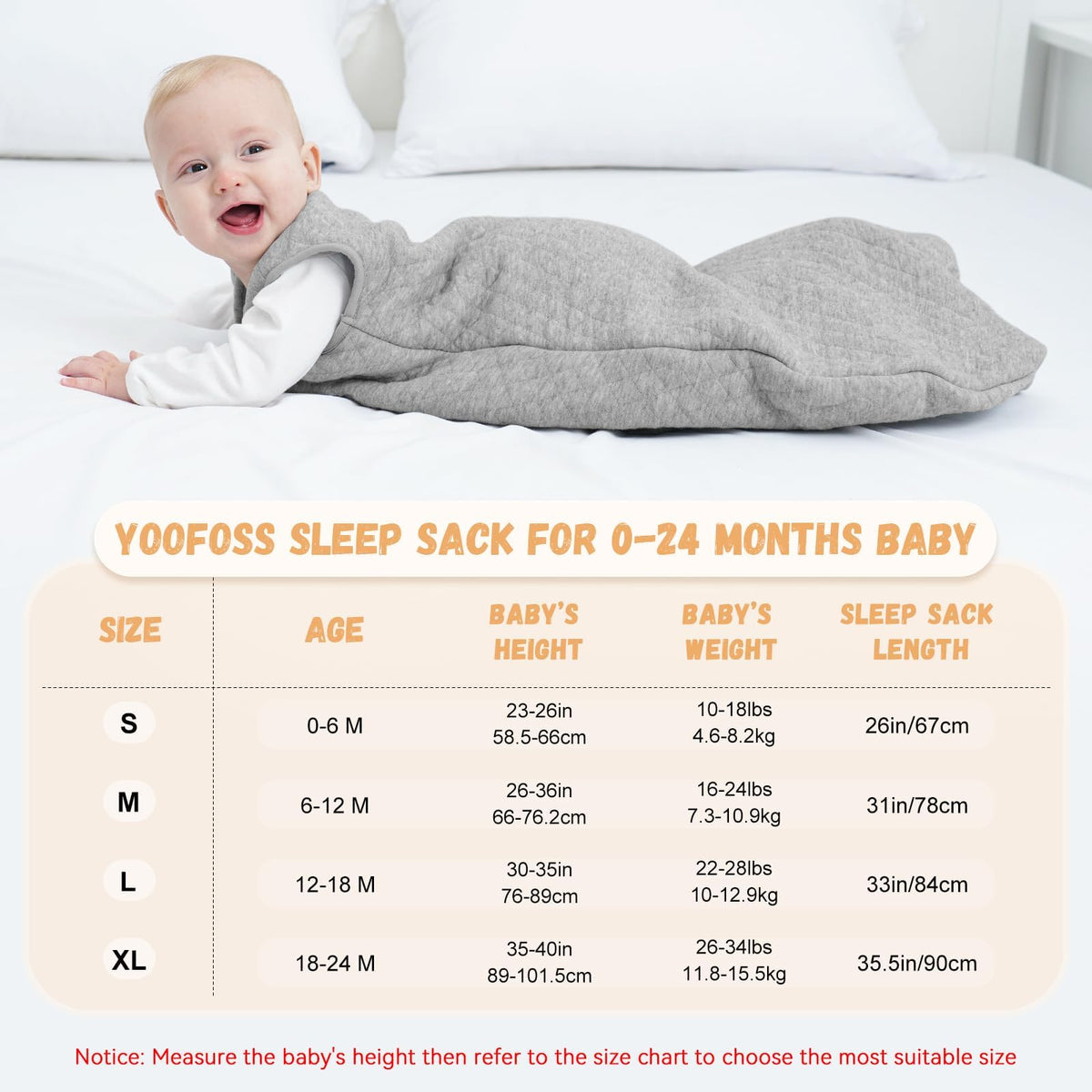 Yoofoss Baby Sleep Sack 6-12 Months, 2.5 TOG Quilted Winter Wearable Blanket Thickened Baby Sleeping Bag 2-Way Zipper Toddler Sleeping Sack Warm Comfy (Medium) 🍁 All In One Marketplace Canada