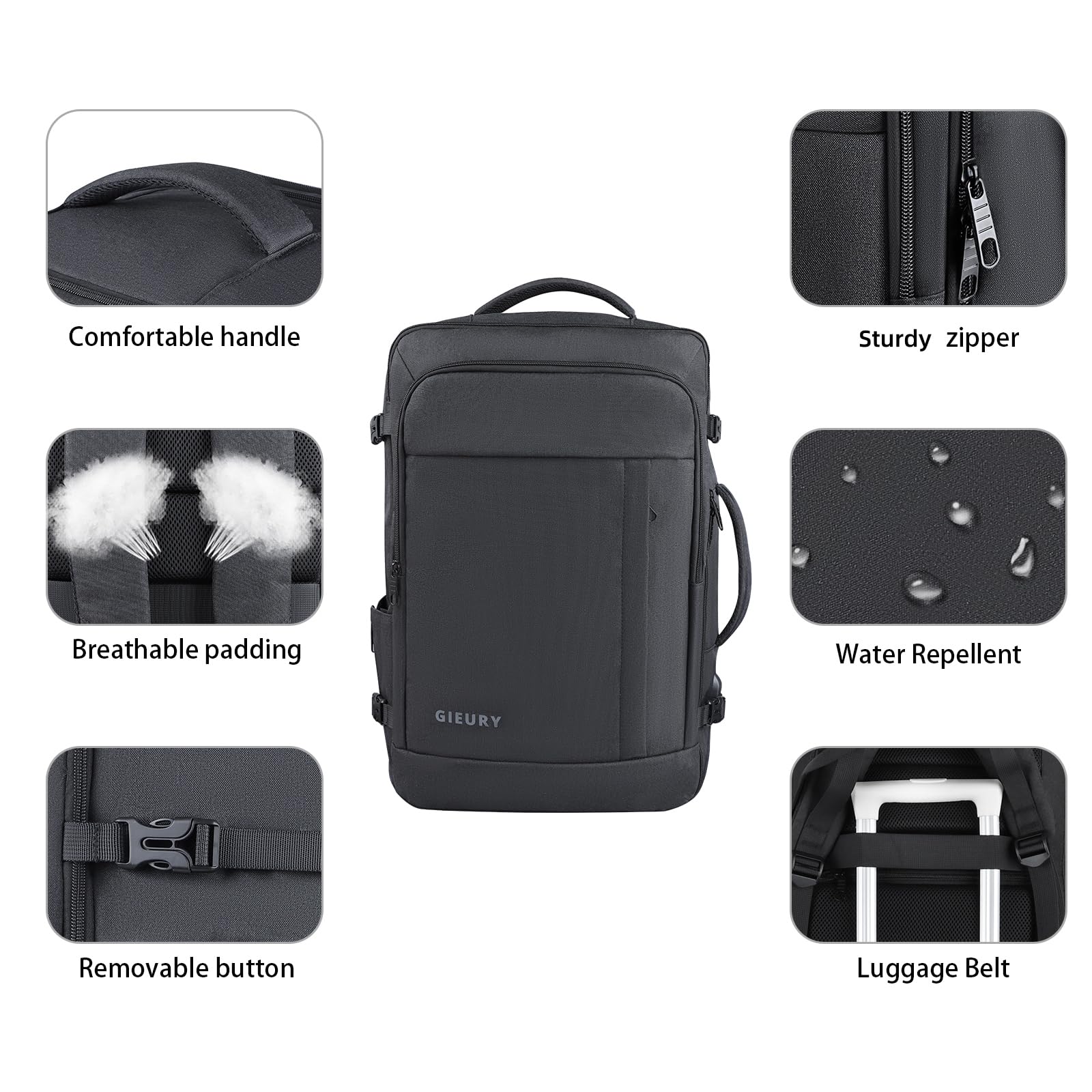 Carry On Backpack, 50L Travel Backpack, Luggage Backpack TSA Flight Approved Laptop Backpack for Men & Women, Large Expandable Backpack 40L Daypack Lightweight Business Weekender Bag, Black - Available at All In One Marketplace Canada