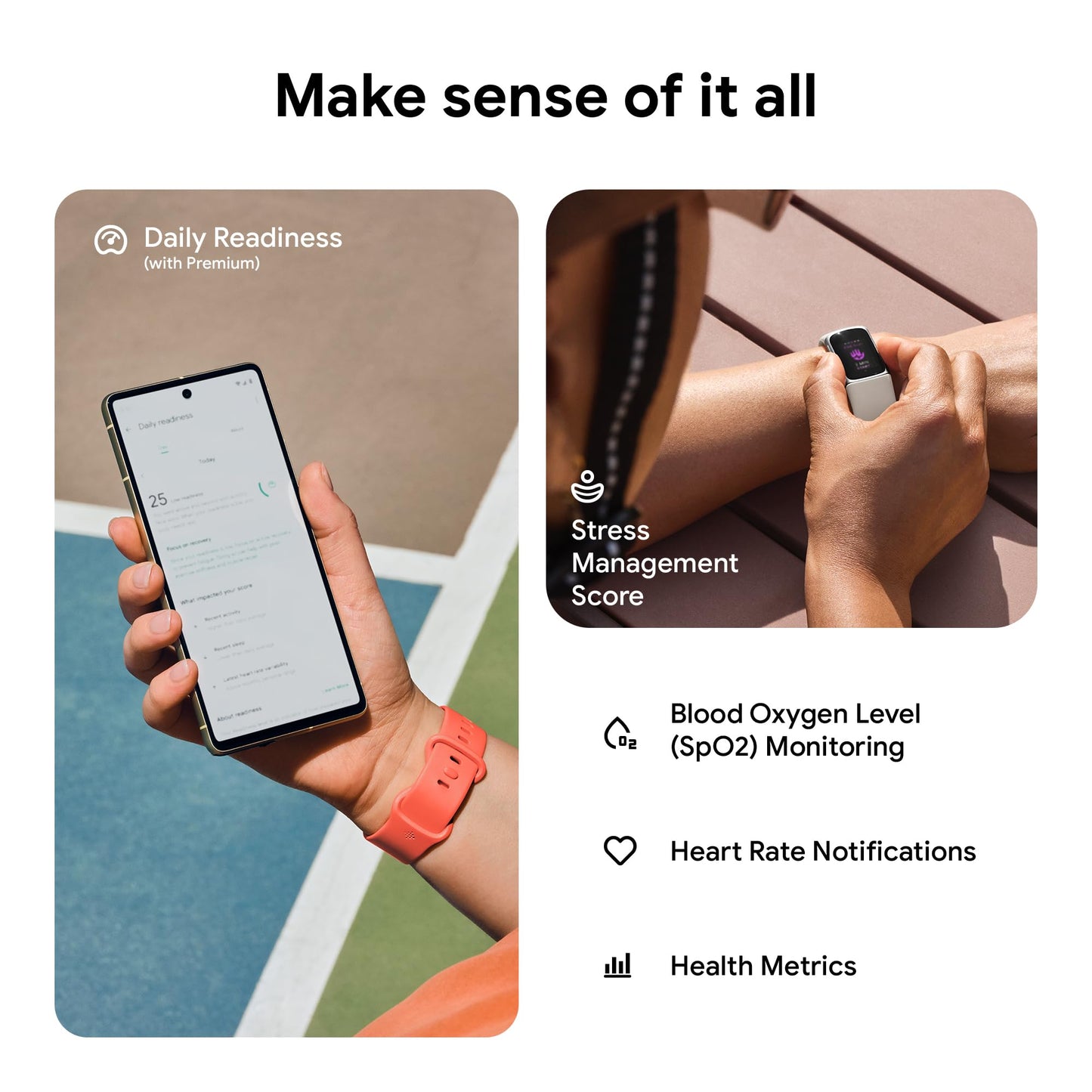 Google Fitbit Charge 6 Advanced Health and Fitness Tracker with Built-in GPS, Stress Management Tools, Sleep Tracking, 24/7 Heart Rate and more -- Silver/White