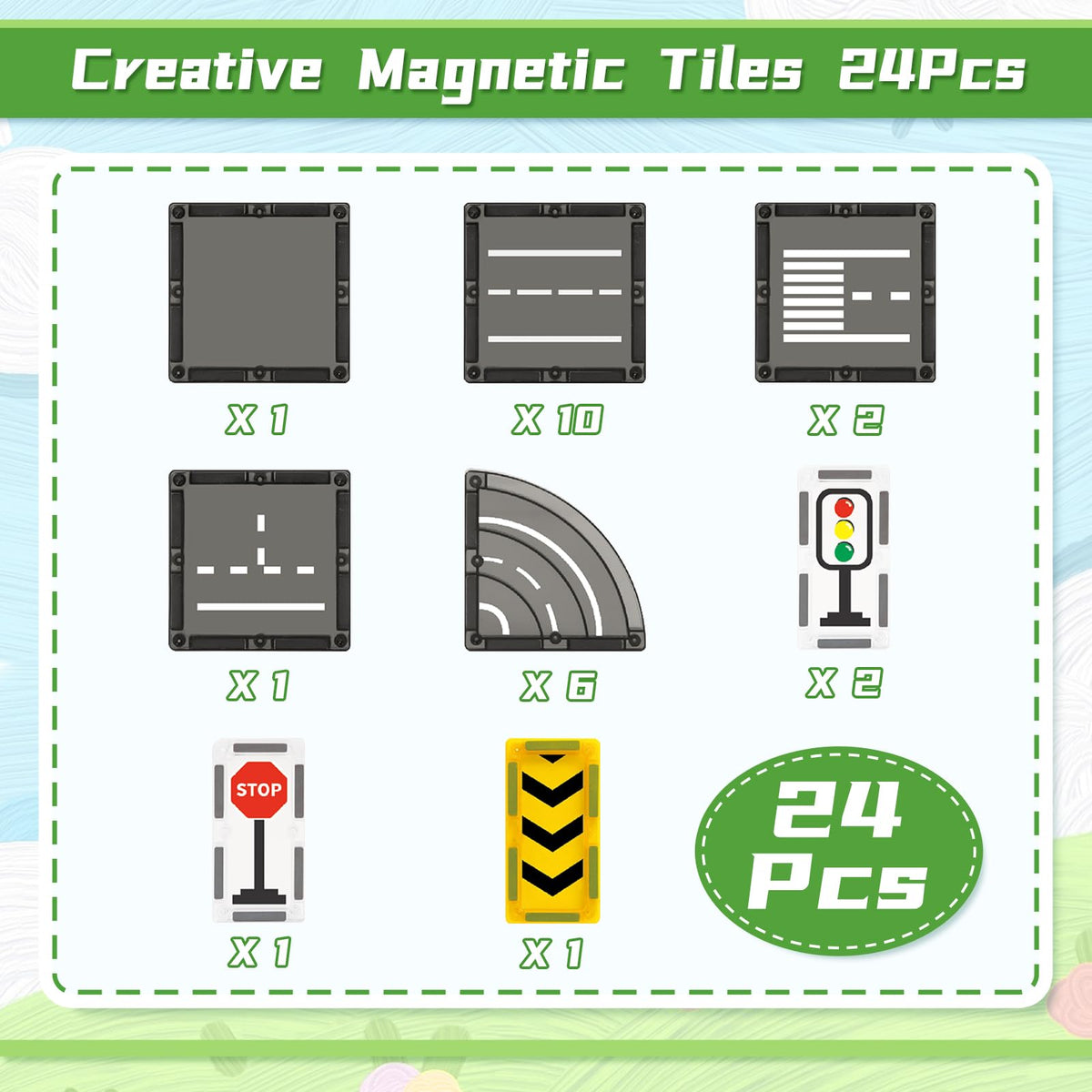Feoxialy Magnetic Tiles Road Building Blocks for Kids Magnet Tiles Set Toys 🍁 All In One Marketplace Canada
