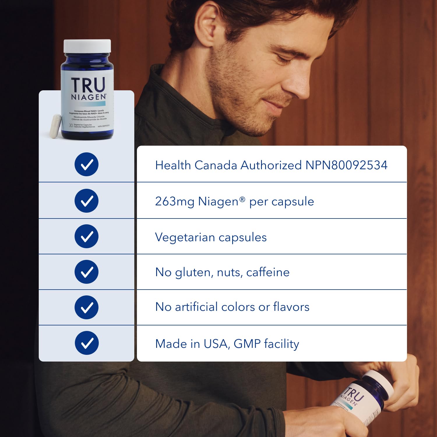 NAD Supplement 300mg per Serving - 30 Day Supply, Clinically Proven to Increase NAD+, Patented Nicotinamide Riboside, Cellular Health & Energy Metabolism, Health Canada Licenced, 30 Capsules - Available at All In One Marketplace Canada