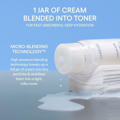 LANEIGE Cream Skin Toner & Moisturizer Refill: Lightweight Refillable Korean Milky Toner with Ceramide & Peptide for Hydration, Firming, & Barrier Support