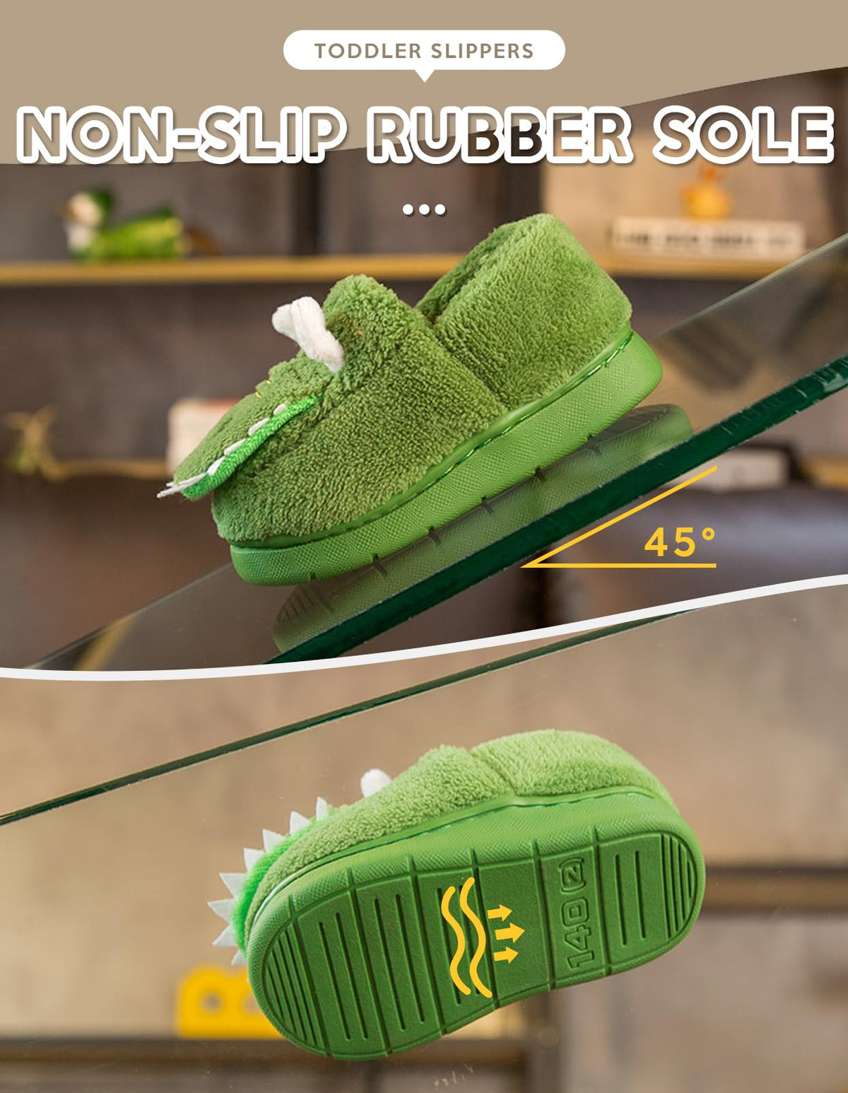 OWIF Toddler Slippers Boys Girls Kids, Dinosaur House Slippers Cute Warm Soft Fuzzy Slippers Non-slip Indoor Children Winter Toddler Shoes 🍁 All In One Marketplace Canada