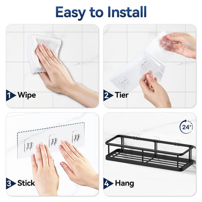 YASONIC Shower Caddy Adhesive, 100% Rustproof Shower Shelves 3 Piece
