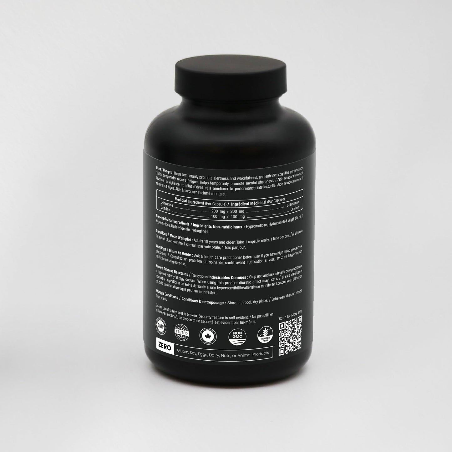 Caffeine Pills with L-Theanine - 180 Energy Pills for Women & Men - Clean & Long-Lasting Focused Energy - Sustained Release 100mg Caffeine + 200mg L Theanine - No Crash Capsules, Vegan Supplement - Available at All In One Marketplace Canada