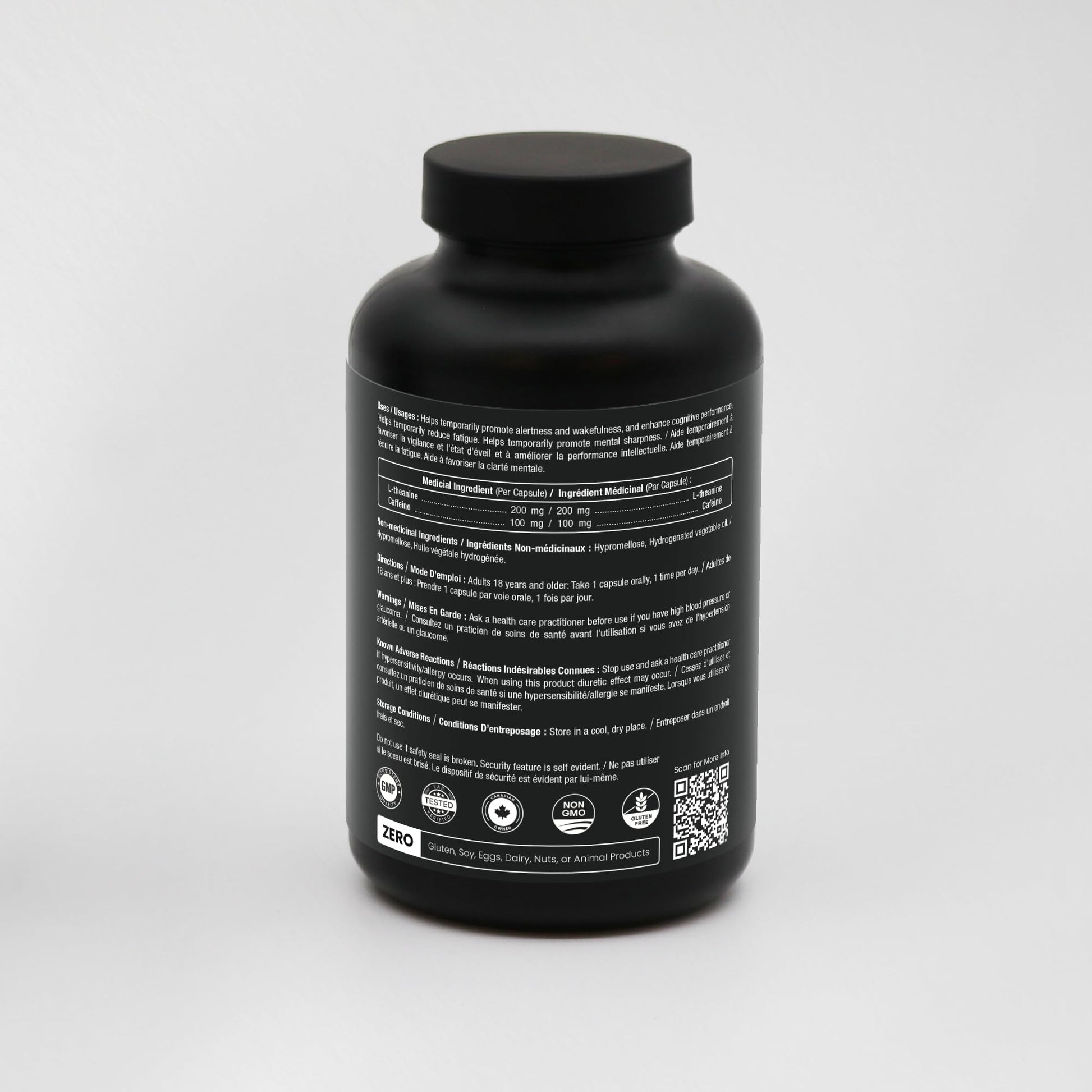Caffeine Pills with L-Theanine - 180 Energy Pills for Women & Men - Clean & Long-Lasting Focused Energy - Sustained Release 100mg Caffeine + 200mg L Theanine - No Crash Capsules, Vegan Supplement - Available at All In One Marketplace Canada