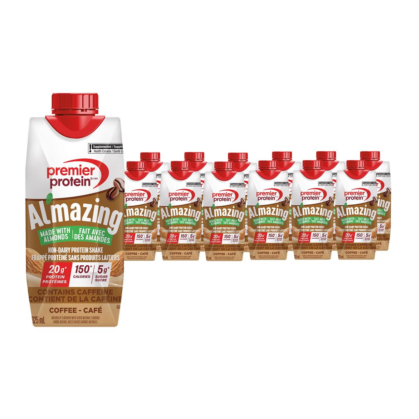 Premier Protein Al'mazing Non-Dairy Protein Shake, 20g Protein, 5g Sugar, 11 Fl oz, Coffee, 12 Count Premier Protein