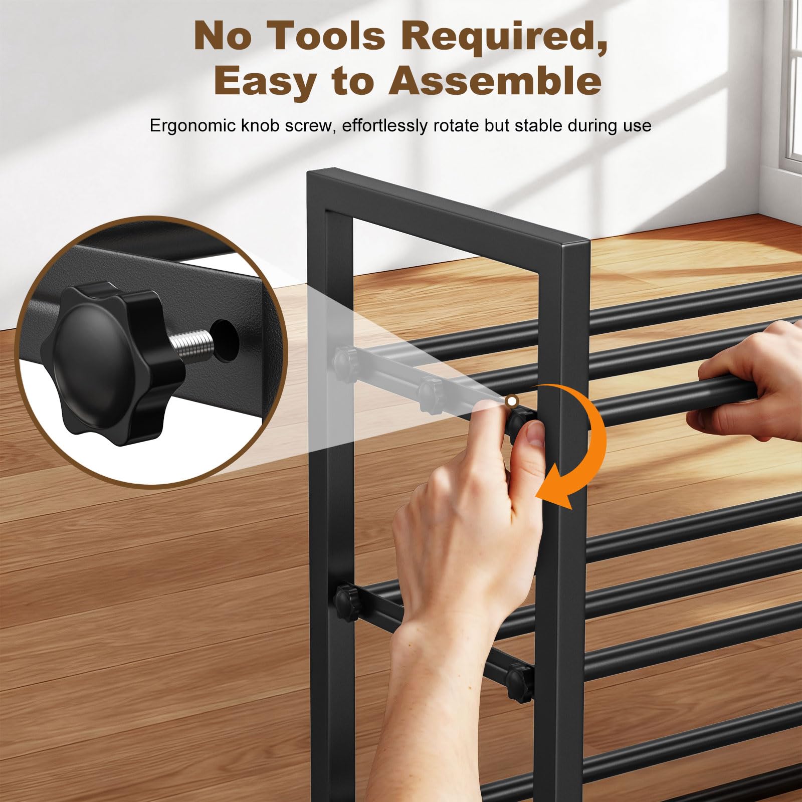Roylvan 3-Tire Expandable Shoe Rack, 17"-31" Adjustable Stackable Free Standing Shoe Shelf Storage Fits 6-12 Pairs Shoes, Heavy Duty Reinforced Metal Shoes Organizer for Closet Entryway Doorway Dorm - Available at All In One Marketplace Canada