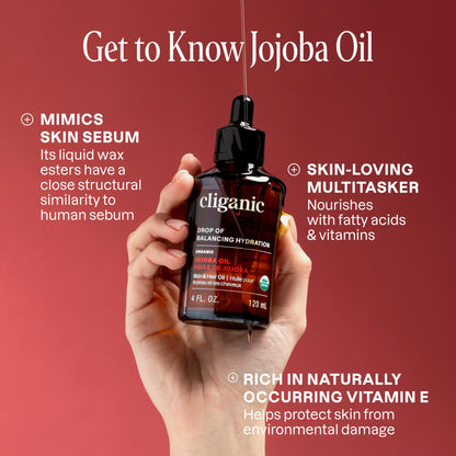 Cliganic Organic Jojoba Oil 473ml, 100% Pure | Bulk, Natural Cold Pressed Unrefined Hexane Free for Hair & Face | Base Carrier Oil