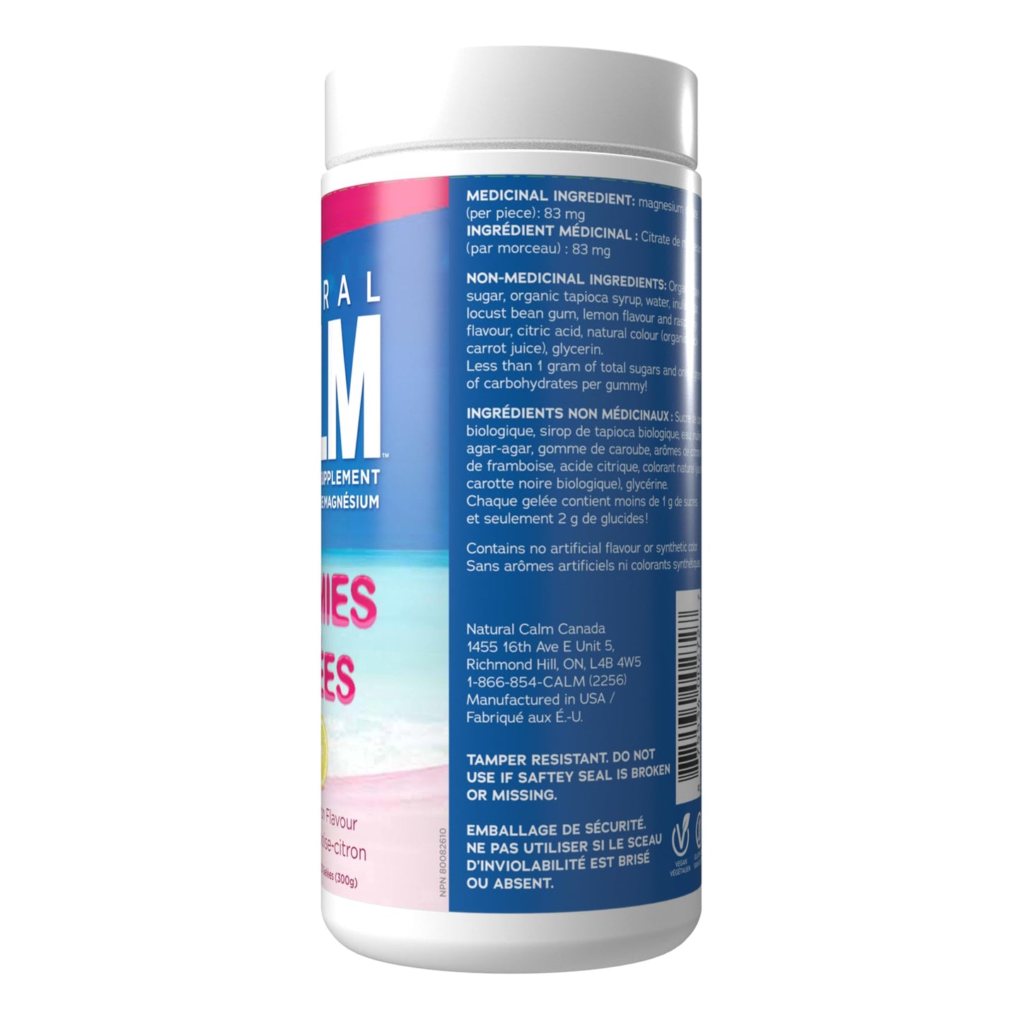 Natural Calm Magnesium Gummies (Raspberry Lemon Flavour), 120 Count - Chewable - Fast Absorbing - Relaxing - Vegan, Gluten-free, Ages 4 and up