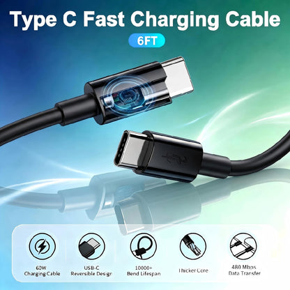 Super Fast Charger USB C, 2-Pack 45W USB C Charger with 6FT C to C Cable, Dual Port Fast Charger USB C for Samsung Galaxy S26/S25/S24/S23/S22/S21/S20/Plus/Ultra,Android,Galaxy Tablet,Phone 17/16/15