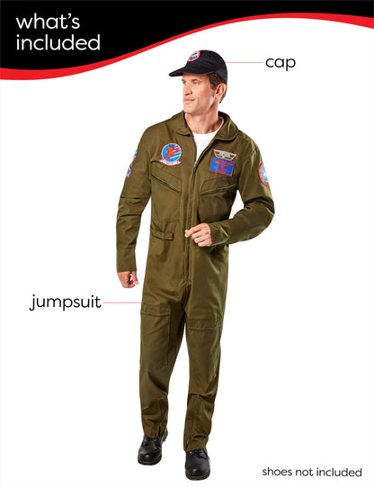 Rubies Adult Officially Licensed Deluxe Top Gun Costume for Themed Parties and Halloween, As Shown, Standard