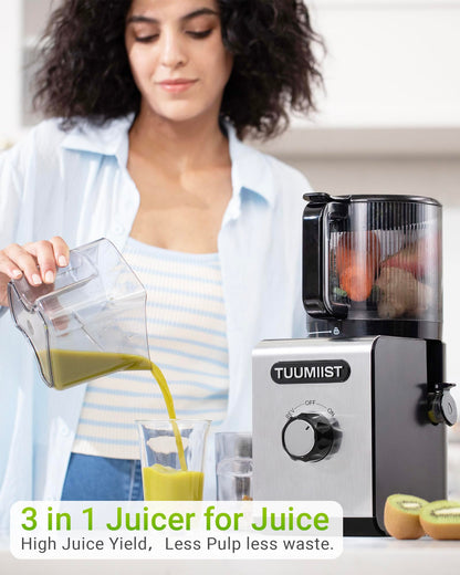 Juicer Machine, 6.5" Large Feed Chute Cold Press Juicer with 350W, Slow Masticating Juicer for Whole Vegetables & Fruits, High Juice Yield, Easy to Clean, Black - Available at All In One Marketplace Canada