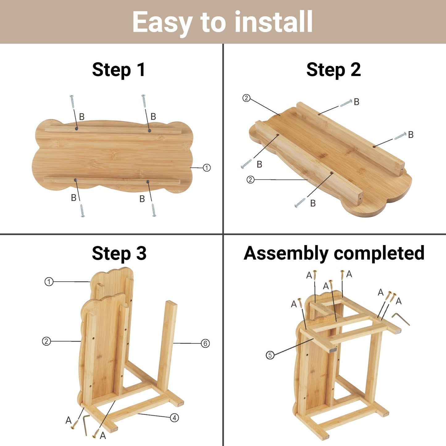 COSYLAND Bamboo Step Stool, Two Step Stools Toddler 300 lbs Capacity with Safety Non-Slip Pads, Bamboo Step Stool for Bathroom, Kitchen Dual Height Step Stools for Kids (Natural) 🍁 All In One Marketplace Canada