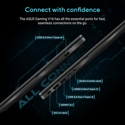 ASUS Gaming V16 Gaming Laptop, 16” 144Hz Anti-Glare Display, Intel Core 7 Processor 240H, GeForce RTX 3050, 16GB Memory, 1TB SSD, Windows 11 Home, V3607VJ-AS74-CA Asus