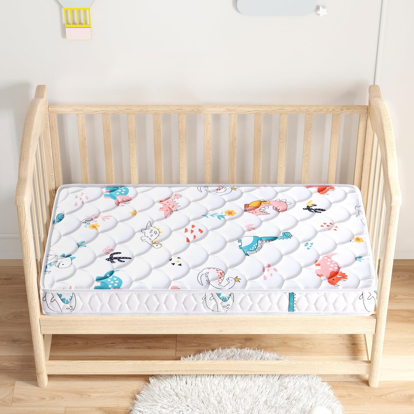 Premium Dual-Sided Crib & Toddler Mattress, Hypoallergenic, 5" Firm Soft Crib Mattress, Non-Toxic - Fits Standard Cribs & Toddler Beds - Available at All In One Marketplace Canada