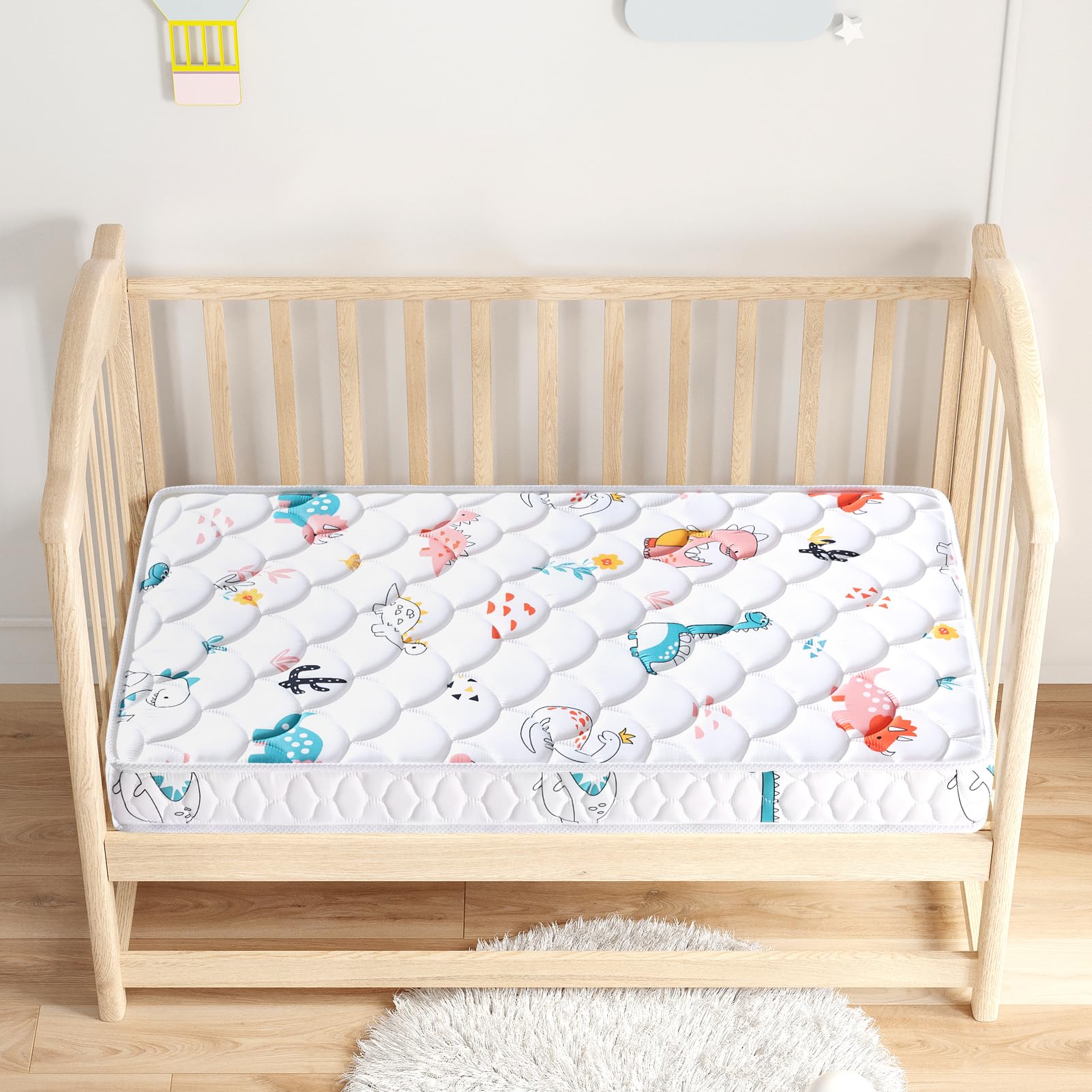Premium Dual-Sided Crib & Toddler Mattress, Hypoallergenic, 5" Firm Soft Crib Mattress, Non-Toxic - Fits Standard Cribs & Toddler Beds - Available at All In One Marketplace Canada