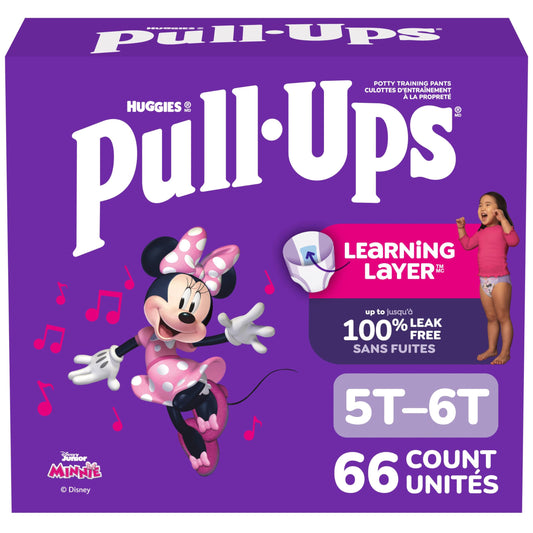 Pull-Ups Girls Potty Training Underwear, Easy Open Toddler Pants 5T-6T (46+ lbs), Learning Designs for Toddlers, 66 count