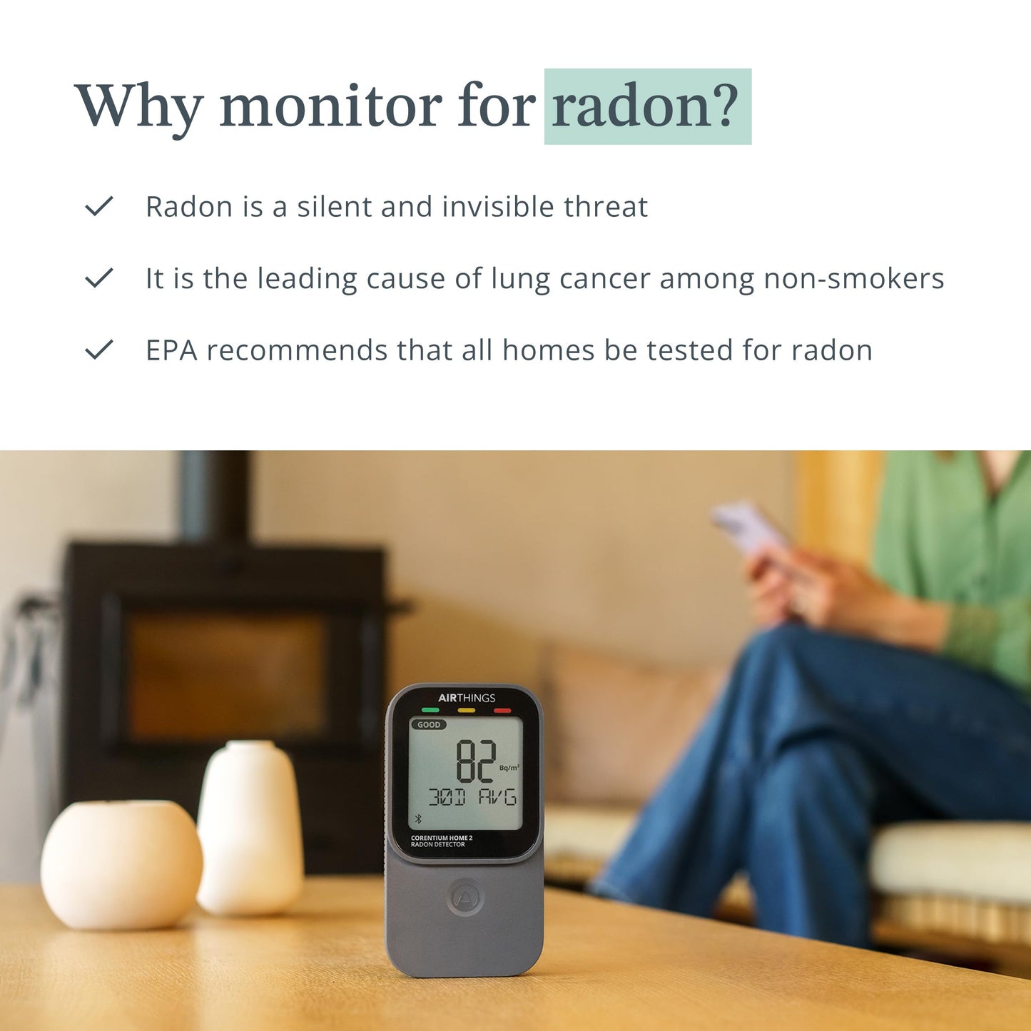 Airthings 325 Corentium Home 2 Smart Digital Radon Detector - Portable and Easy-to-use Radon Testing with Bluetooth connectivity and Humidity & Temperature Sensors 🍁 All In One Marketplace Canada