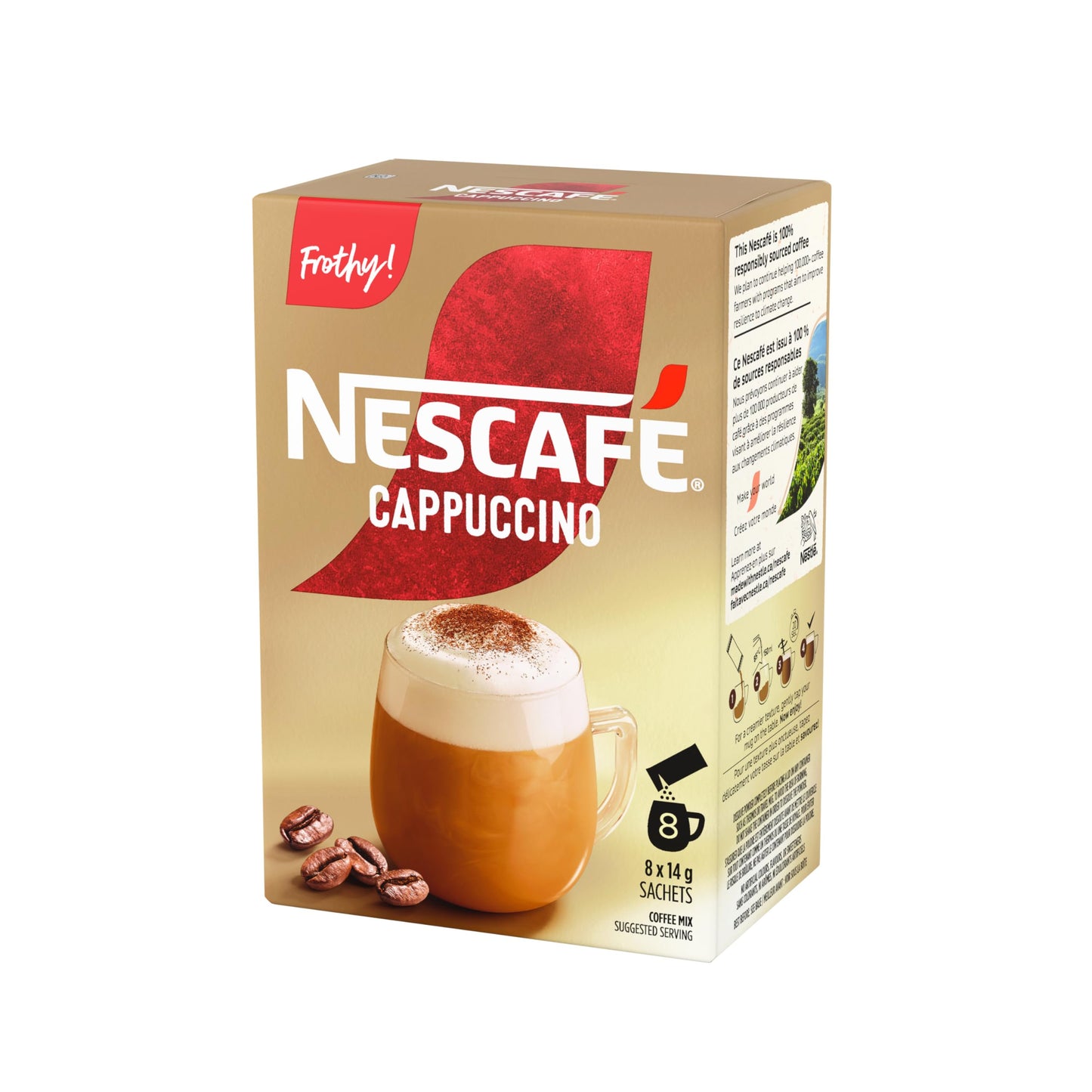 NESCAFÉ Gold Cappuccino Instant Coffee Sachets – 48 Pack (6 Boxes)