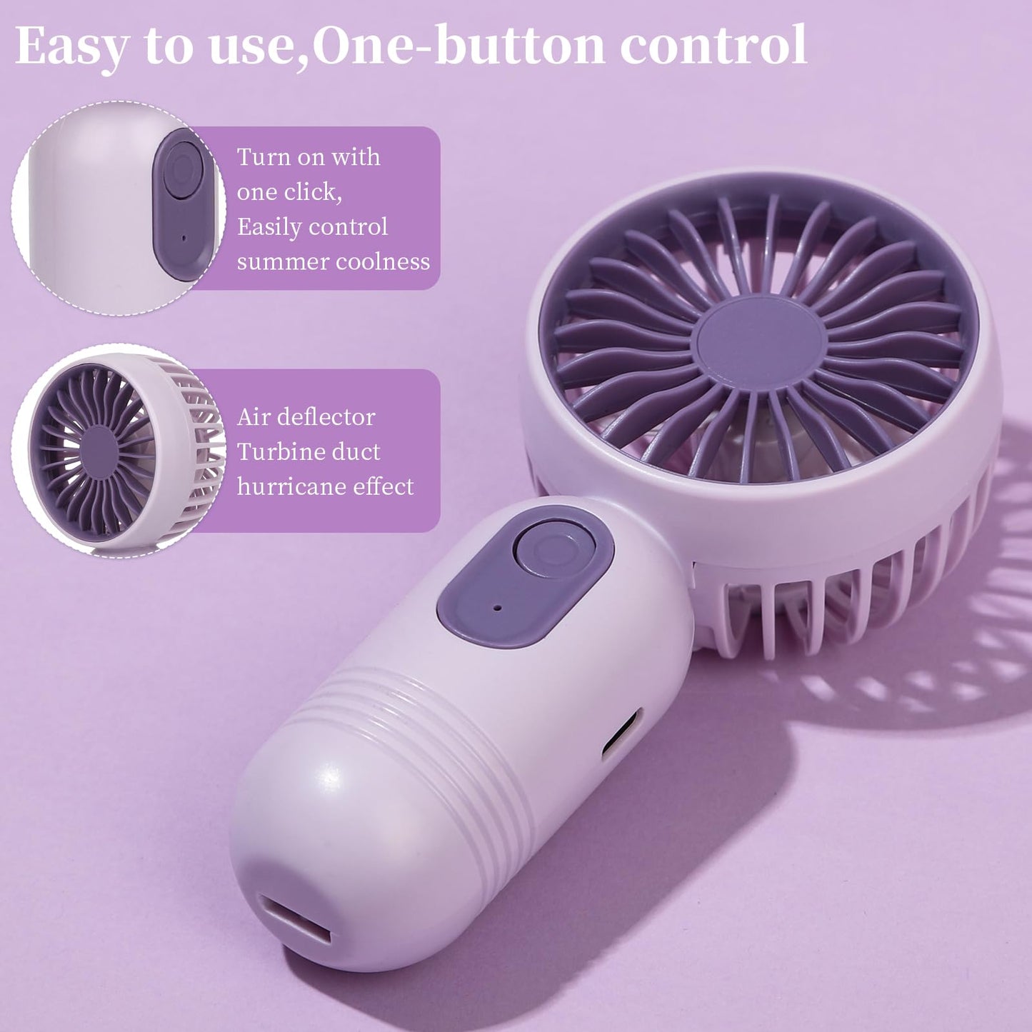 Ackdine Mini Portable Fan - Handheld Fan, 3 Pack USB Rechargeable Personal Fan, Battery Operated Lightweight Small Makeup/Pocket Fan with 3 Speeds For Stylish Girl Boys Women Men Office Outdoor Travel - Available at All In One Marketplace Canada