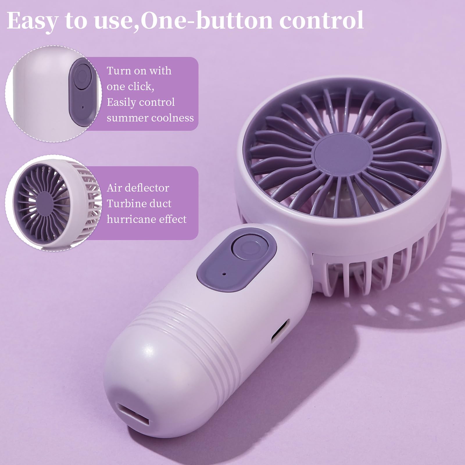 Ackdine Mini Portable Fan - Handheld Fan, 3 Pack USB Rechargeable Personal Fan, Battery Operated Lightweight Small Makeup/Pocket Fan with 3 Speeds For Stylish Girl Boys Women Men Office Outdoor Travel - Available at All In One Marketplace Canada