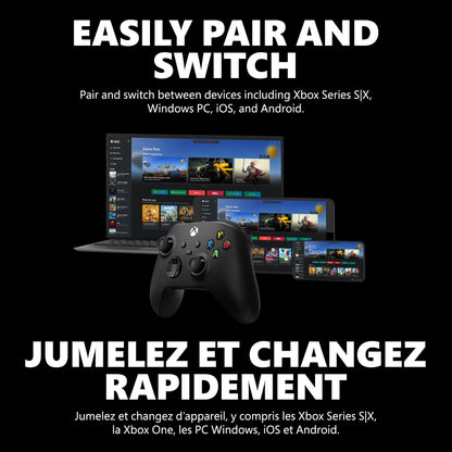 XBOX Core Wireless Gaming Controller – Carbon Black for Series X|S, One, Windows PC, Android, and iOS