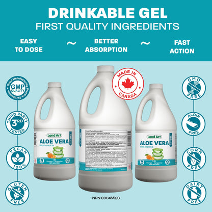 Aloe Vera Drinkable Gel, Orange, Heartburn & Acid Reflux, 1,5 L Land Art