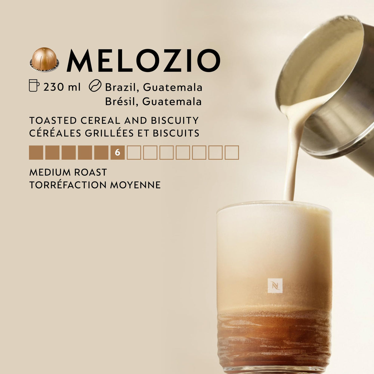 Nespresso Vertuo Melozio Coffee Pods, Medium Roast, Intensity 6, 60 Pods