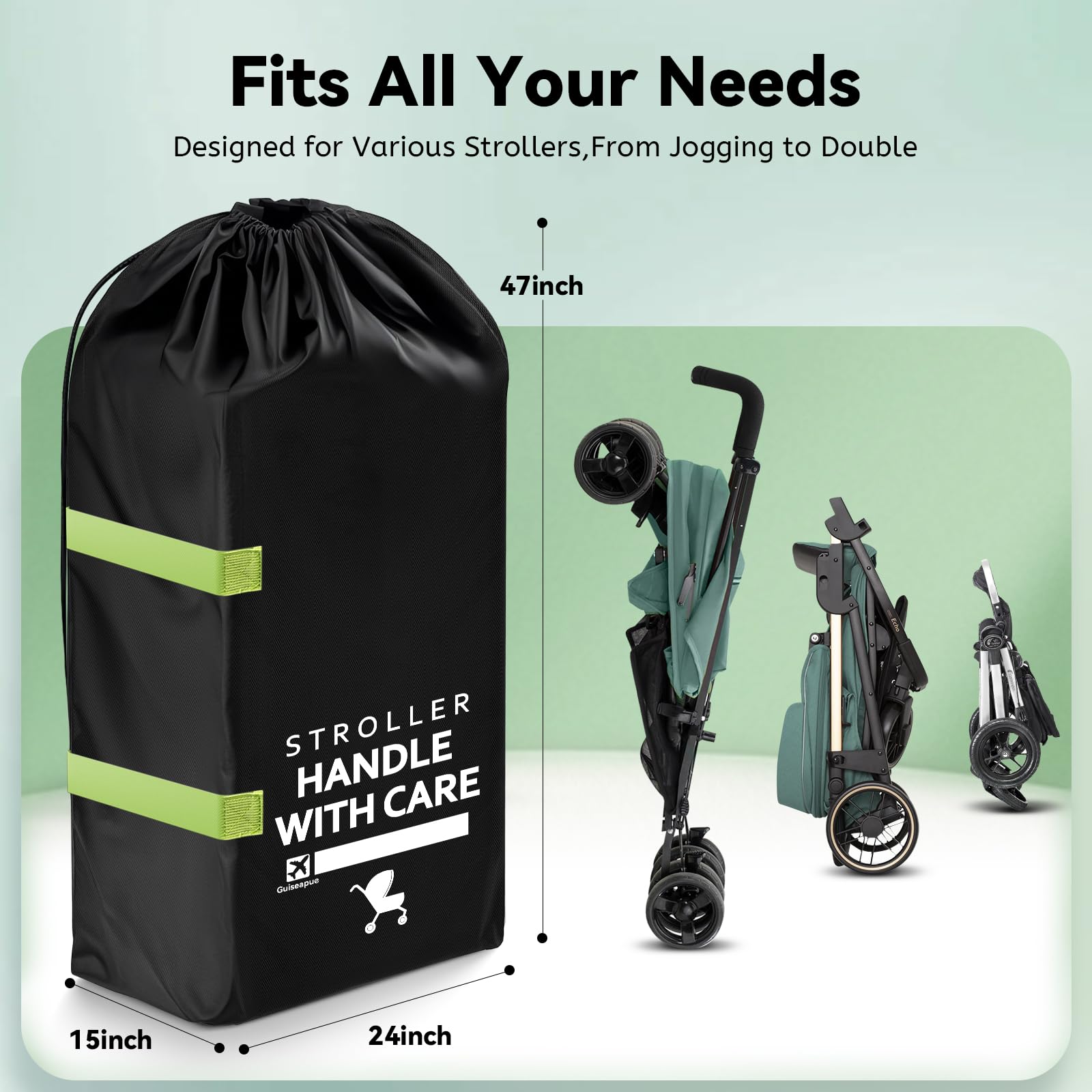 Stroller Travel Bag for Airplane: 117H*53W*33D cm Stroller Bag for Air Travel,Baby Travel Essentials Fits Single/Double/Jogging/Umbrella/Baby Stroller Travel System Like Chicco, Evenflo