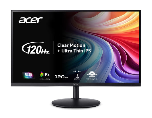 Moniteur Acer SH242Y G0bih 23,8" IPS Full HD (1920 x 1080) ultra-fin pour le jeu et le bureau | Prise en charge Adaptive-Sync (compatible FreeSync) | Taux de rafraîchissement jusqu'à 120 Hz | 1 ms (VRB) | Pied réglable | Ports HDMI et VGA